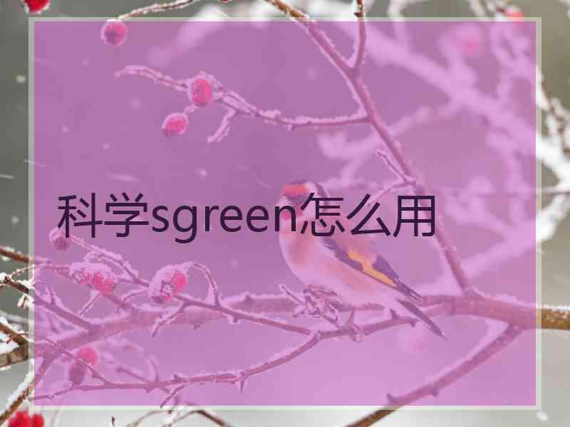 科学sgreen怎么用